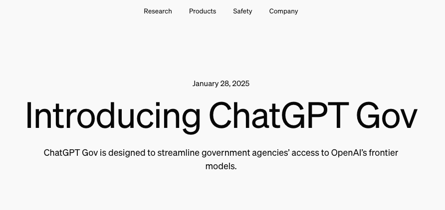 OpenAI lança ChatGPT Gov, uma versão para o governo dos EUA