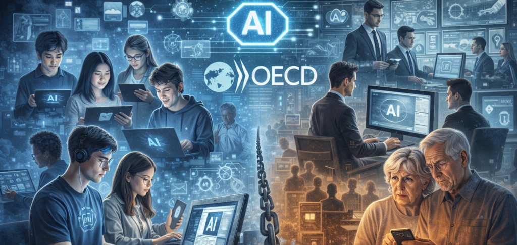 A IA entrou no cotidiano — mas não para todos: o novo retrato da adoção segundo a OECD